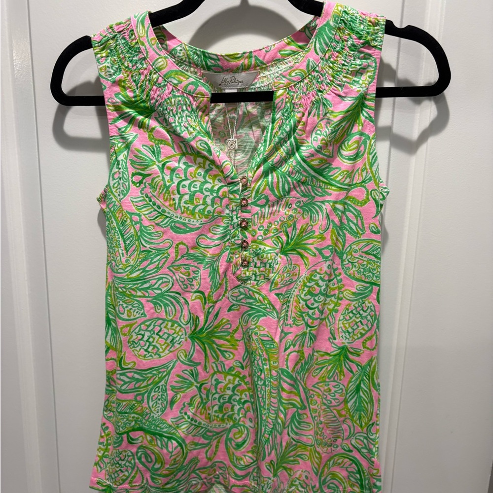 NWT Lilly Pulitzer Pink & Green Pineapple-Print Sleeveless Tank